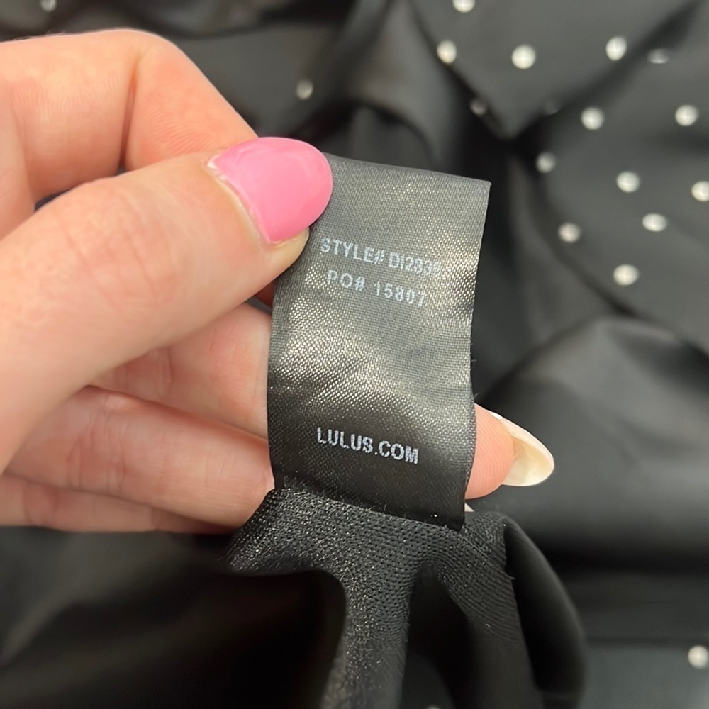 Lulus Dots Going On Black Polka Dot Wrap Mini Dress Size Small - Picture 10 of 15